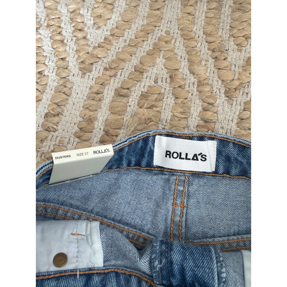 Rollas Dusters Short Light Blue Denim High Rise Raw Hem Size 27 NEW - Picture 5 of 7